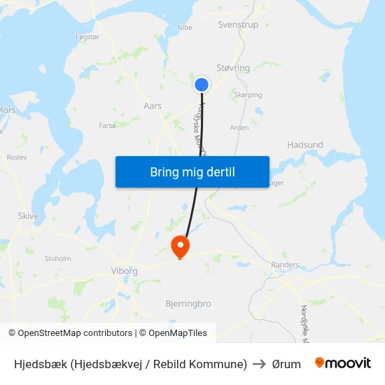 Hjedsbæk (Hjedsbækvej / Rebild Kommune) to Ørum map