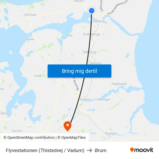 Flyvestationen (Thistedvej / Vadum) to Ørum map