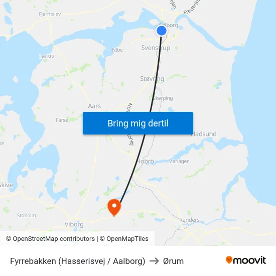 Fyrrebakken (Hasserisvej / Aalborg) to Ørum map