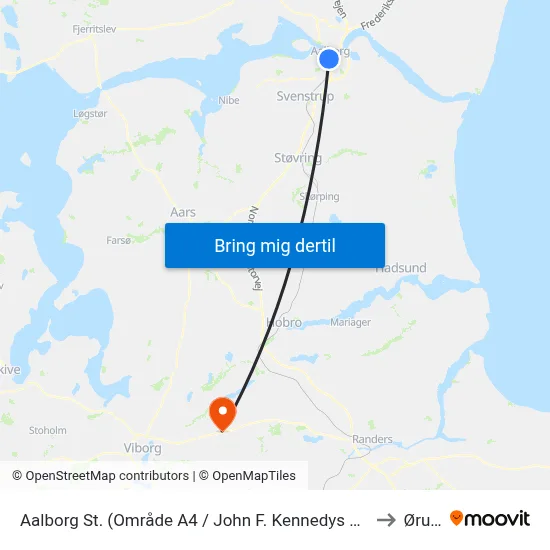 Aalborg St. (Område A4 / John F. Kennedys Plads) to Ørum map