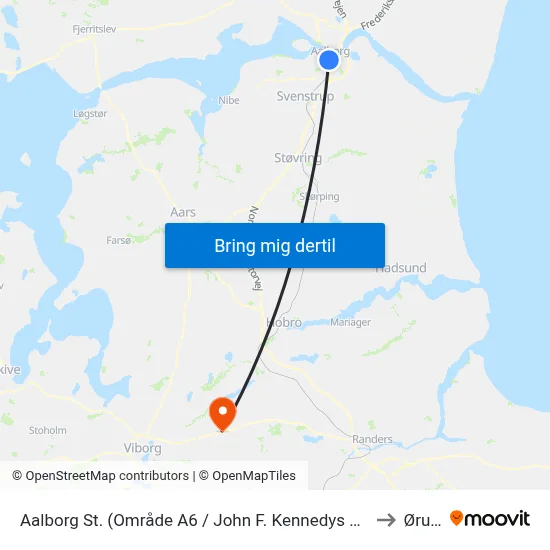 Aalborg St. (Område A6 / John F. Kennedys Plads) to Ørum map
