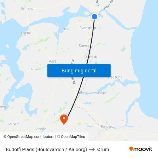 Budolfi Plads (Boulevarden / Aalborg) to Ørum map