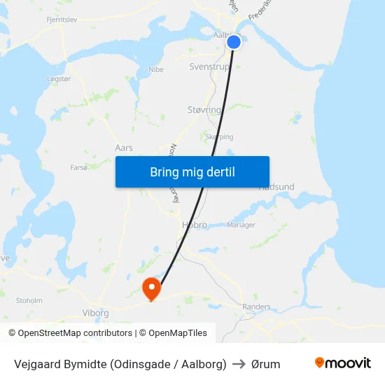 Vejgaard Bymidte (Odinsgade / Aalborg) to Ørum map