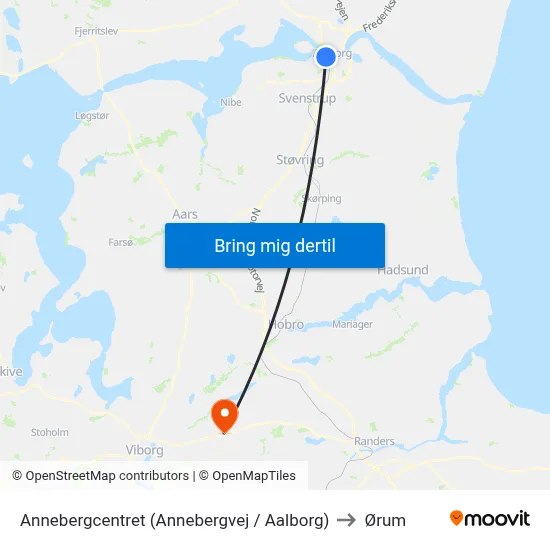 Annebergcentret (Annebergvej / Aalborg) to Ørum map