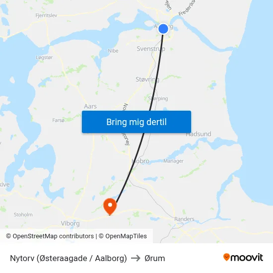 Nytorv (Østeraagade / Aalborg) to Ørum map
