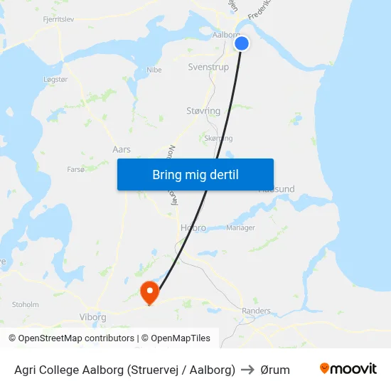 Agri College Aalborg (Struervej / Aalborg) to Ørum map