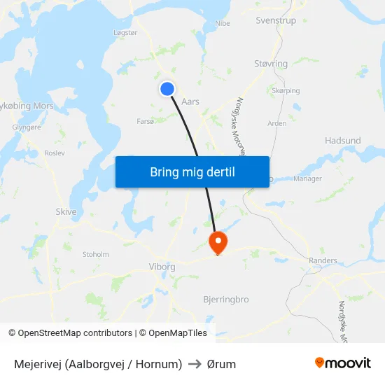 Mejerivej  (Aalborgvej / Hornum) to Ørum map