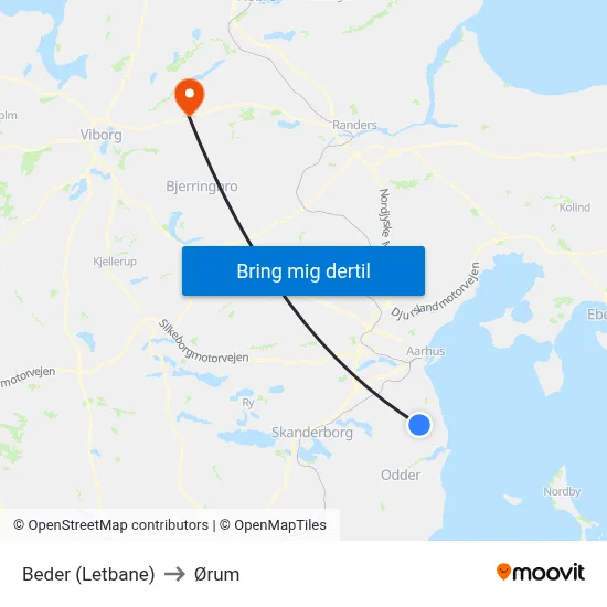Beder (Letbane) to Ørum map