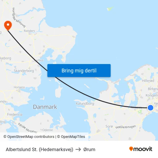 Albertslund St. (Hedemarksvej) to Ørum map
