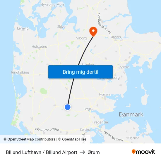 Billund Lufthavn / Billund Airport to Ørum map