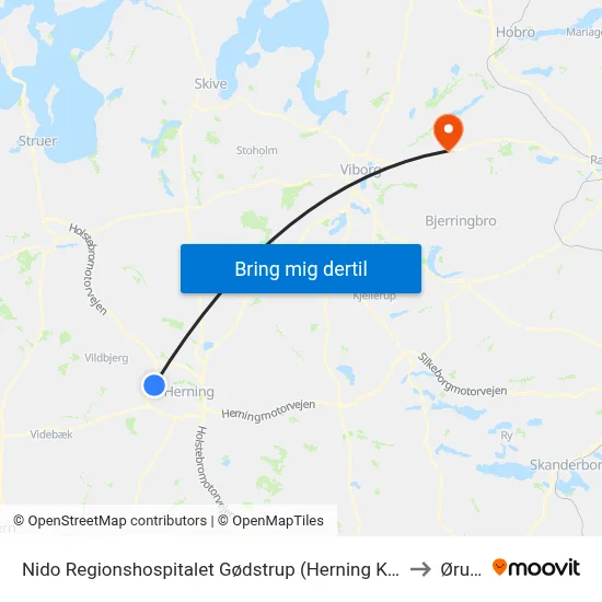 Nido Regionshospitalet Gødstrup (Herning Kom) to Ørum map