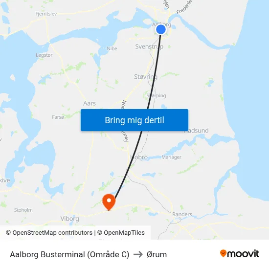 Aalborg Busterminal (Område C) to Ørum map