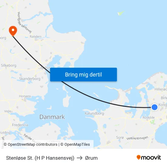 Stenløse St. (H P Hansensvej) to Ørum map