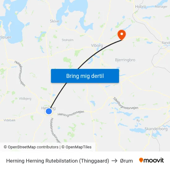 Herning Herning Rutebilstation (Thinggaard) to Ørum map