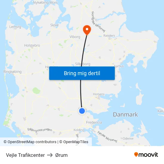 Vejle Trafikcenter to Ørum map