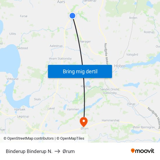 Binderup Binderup N. to Ørum map