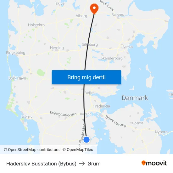 Haderslev Busstation (Bybus) to Ørum map