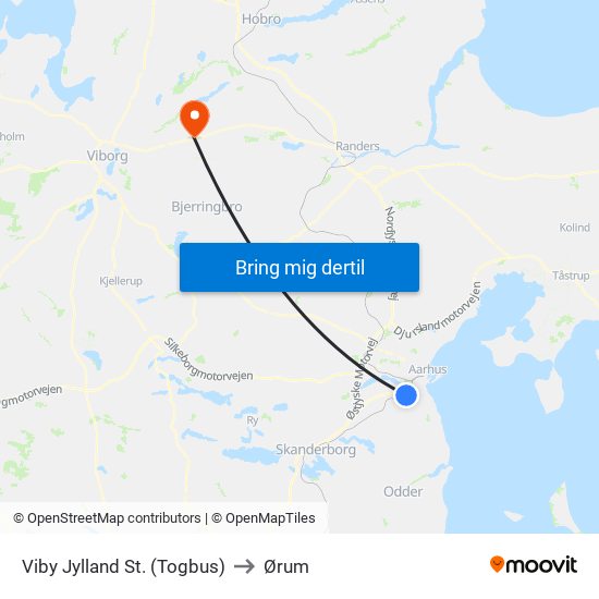 Viby Jylland St. (Togbus) to Ørum map