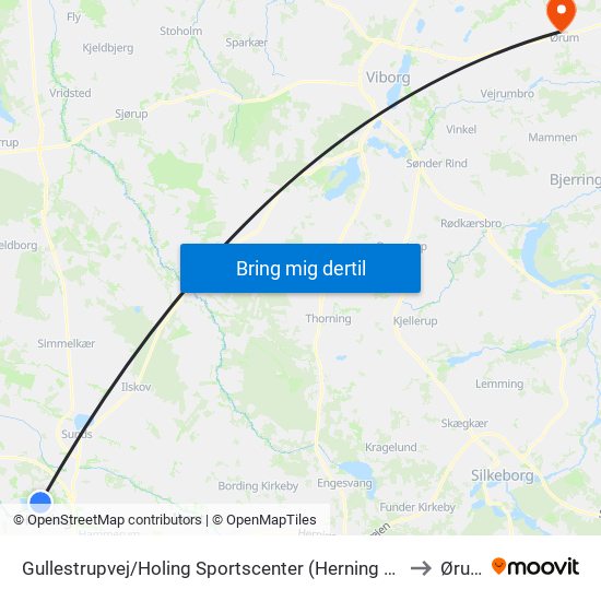 Gullestrupvej/Holing Sportscenter (Herning Kom) to Ørum map