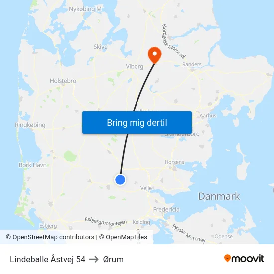 Lindeballe Åstvej 54 to Ørum map