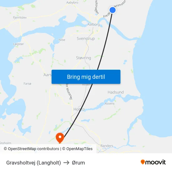 Gravsholtvej (Langholt) to Ørum map