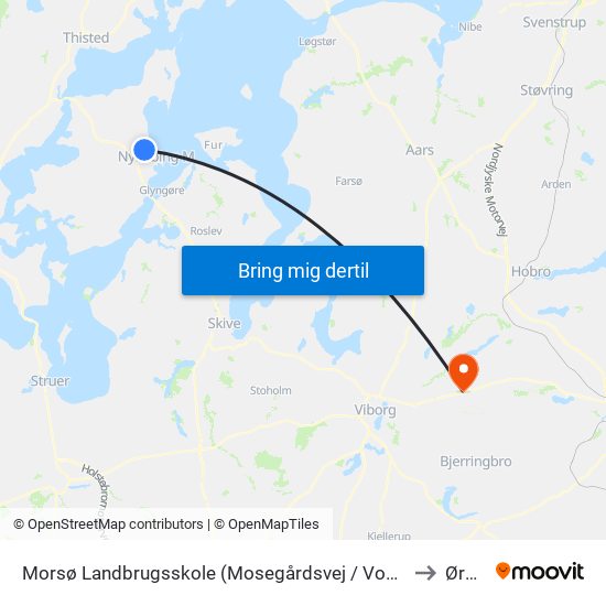 Morsø Landbrugsskole (Mosegårdsvej / Vodstrup) to Ørum map