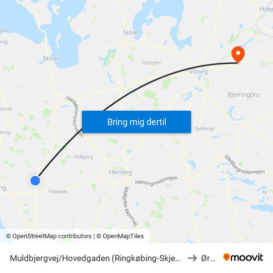 Muldbjergvej/Hovedgaden (Ringkøbing-Skjern Kom) to Ørum map