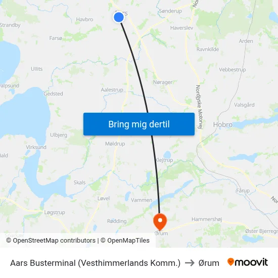 Aars Busterminal (Vesthimmerlands Komm.) to Ørum map