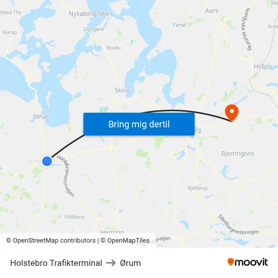 Holstebro Trafikterminal to Ørum map