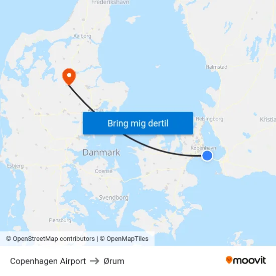 Copenhagen Airport to Ørum map