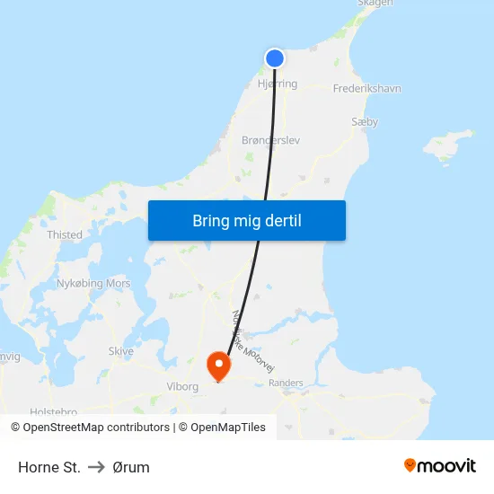 Horne St. to Ørum map