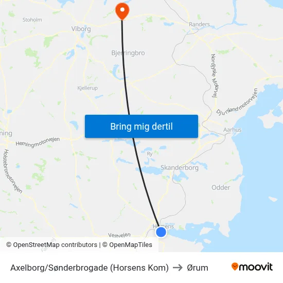 Axelborg/Sønderbrogade (Horsens Kom) to Ørum map