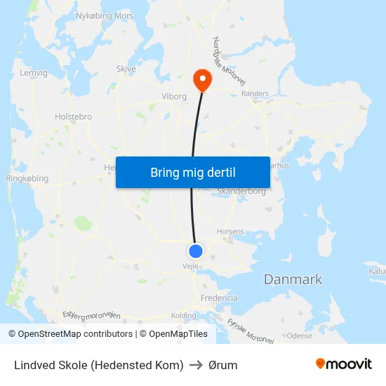 Lindved Skole (Hedensted Kom) to Ørum map