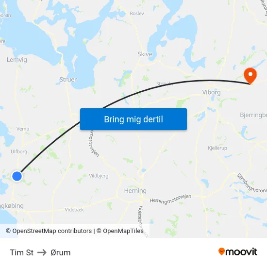 Tim St to Ørum map