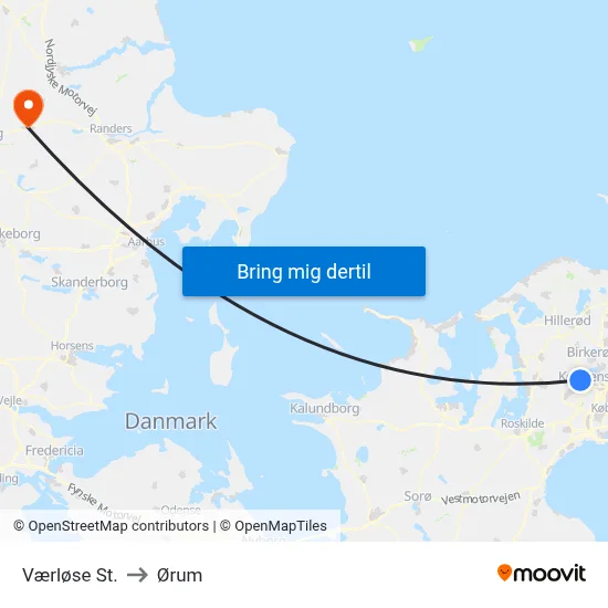 Værløse St. to Ørum map
