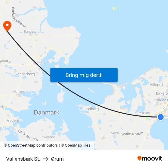 Vallensbæk St. to Ørum map