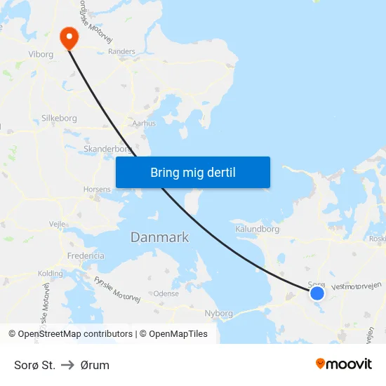 Sorø St. to Ørum map