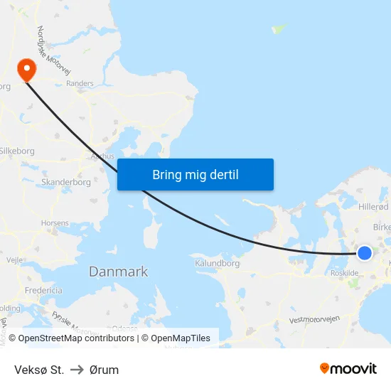 Veksø St. to Ørum map
