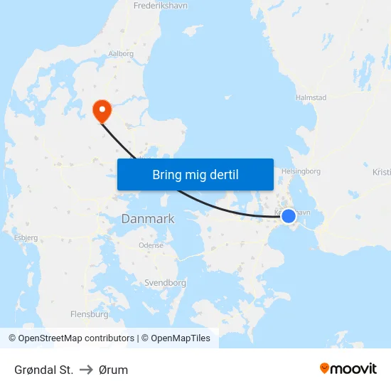 Grøndal St. to Ørum map
