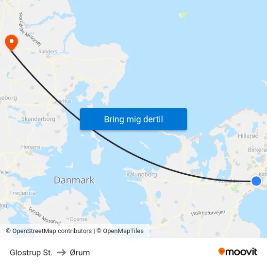 Glostrup St. to Ørum map