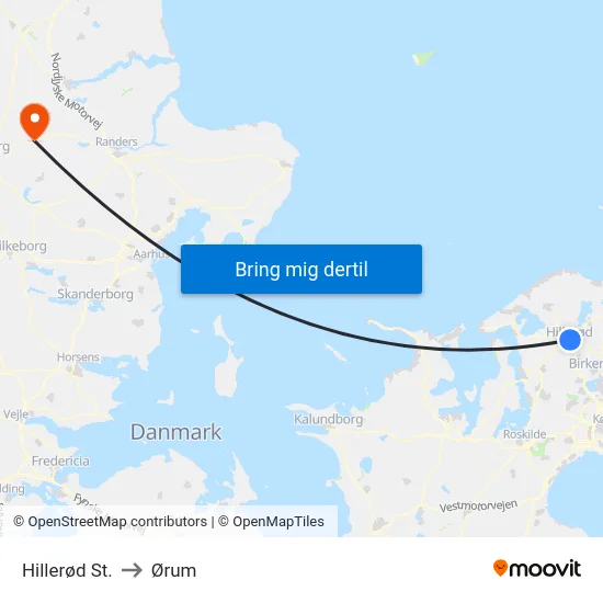 Hillerød St. to Ørum map