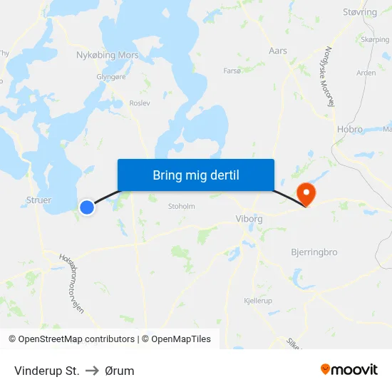 Vinderup St. to Ørum map