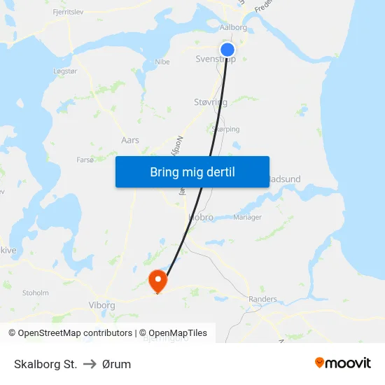 Skalborg St. to Ørum map