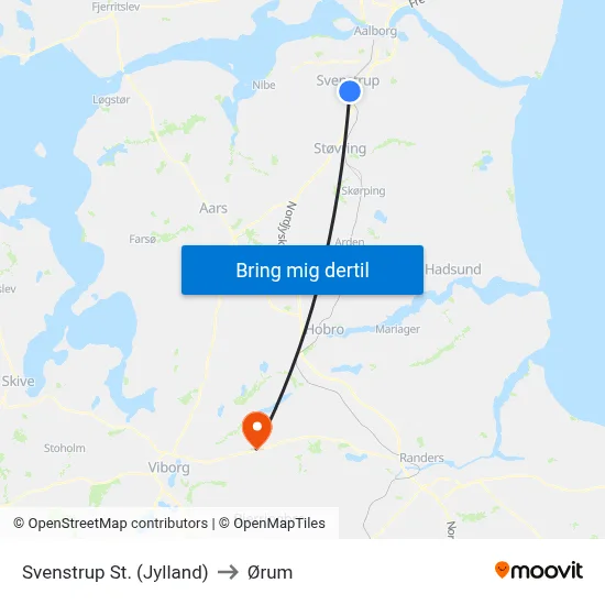 Svenstrup St. (Jylland) to Ørum map
