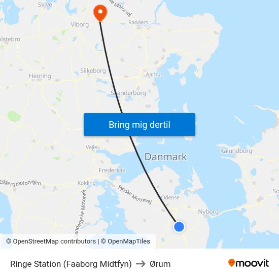 Ringe Station (Faaborg Midtfyn) to Ørum map