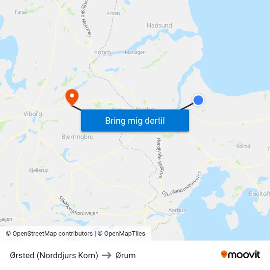 Ørsted (Norddjurs Kom) to Ørum map