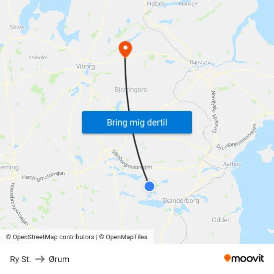 Ry St. to Ørum map
