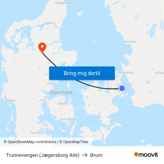 Trunnevangen (Jægersborg Allé) to Ørum map