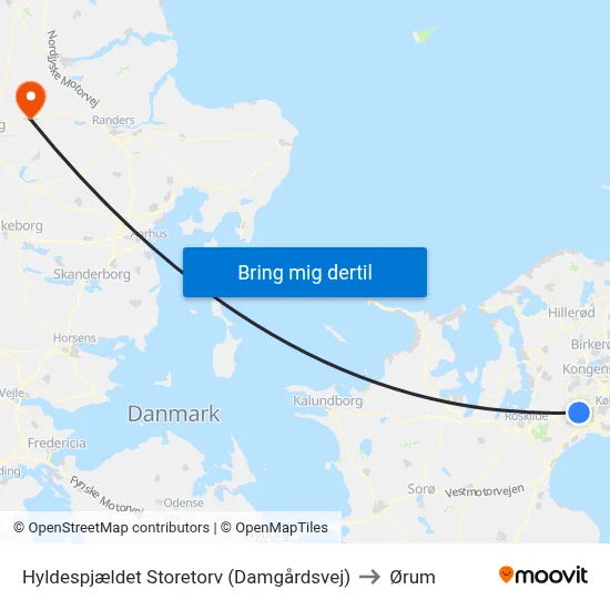Hyldespjældet Storetorv (Damgårdsvej) to Ørum map