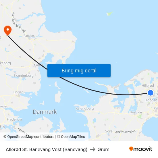 Allerød St. Banevang Vest (Banevang) to Ørum map